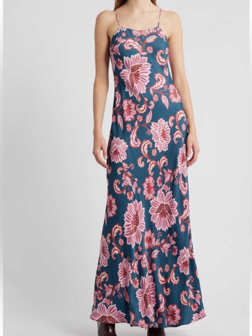 FARM Rio Flower Delicacy Paisley Slipdress in Dark Blue Size Small NWT